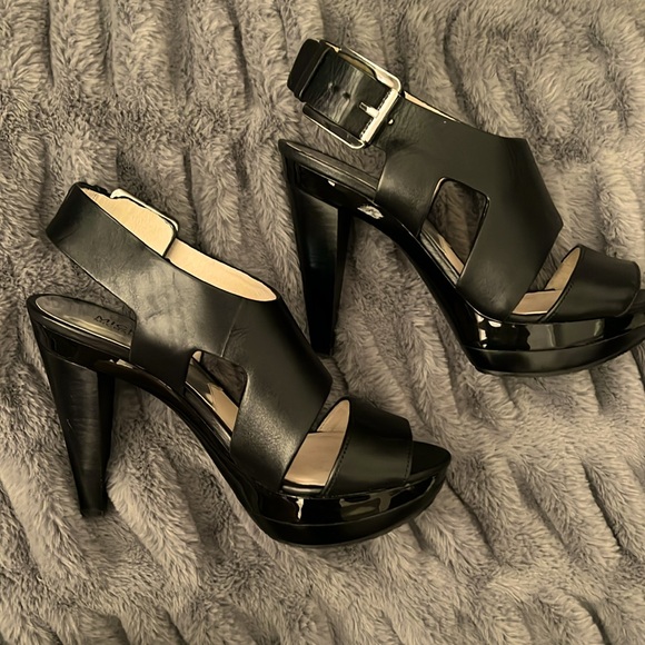Michael Kors Black Leather Heels - Carla - worn only once on carpet. - Picture 1 of 7